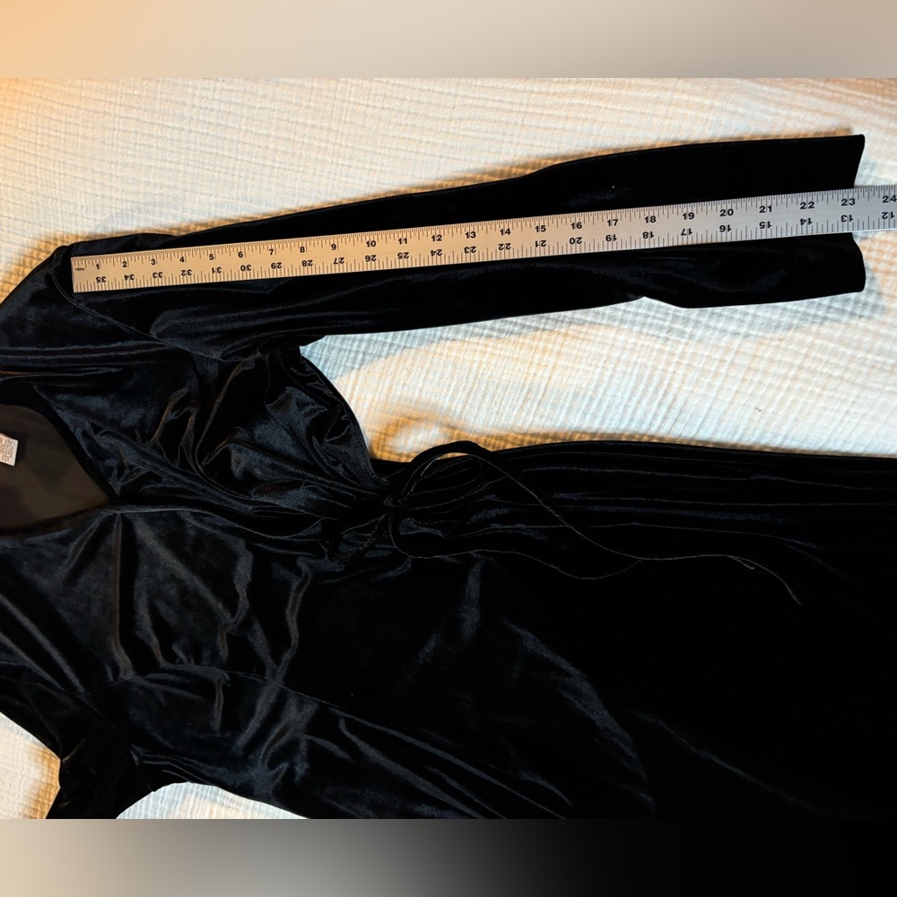 Talbots Black Velvet Wrap Dress - Picture 8 of 9